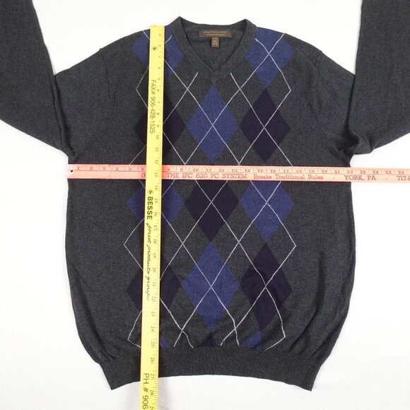Sebastian Cooper Cotton Cashmere Argyle Fine Knit Sweater Men's Large - Picture 9 of 9